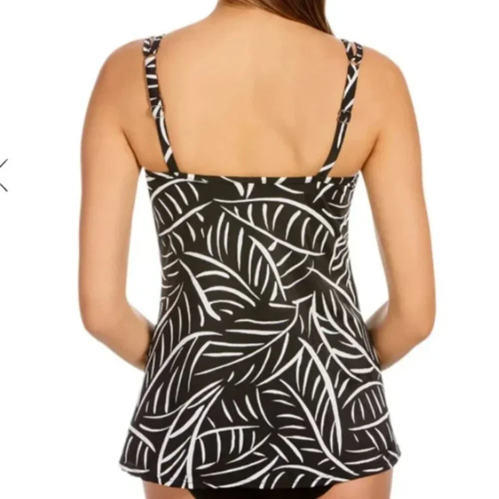 Miraclesuit Tankini Top Women's 16 Underwire Swim Top Hard to be Leaf Malibu - Picture 2 of 11